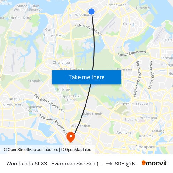 Woodlands St 83 - Evergreen Sec Sch (46421) to SDE @ NUS map