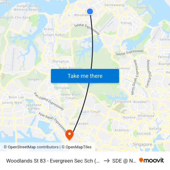 Woodlands St 83 - Evergreen Sec Sch (46421) to SDE @ NUS map