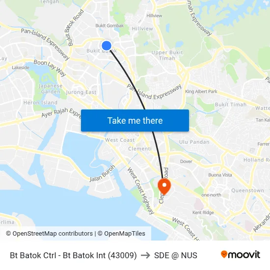 Bt Batok Ctrl - Bt Batok Int (43009) to SDE @ NUS map