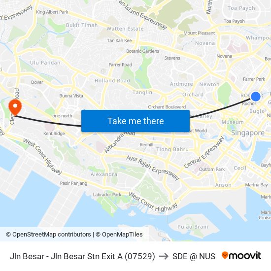 Jln Besar - Jln Besar Stn Exit A (07529) to SDE @ NUS map