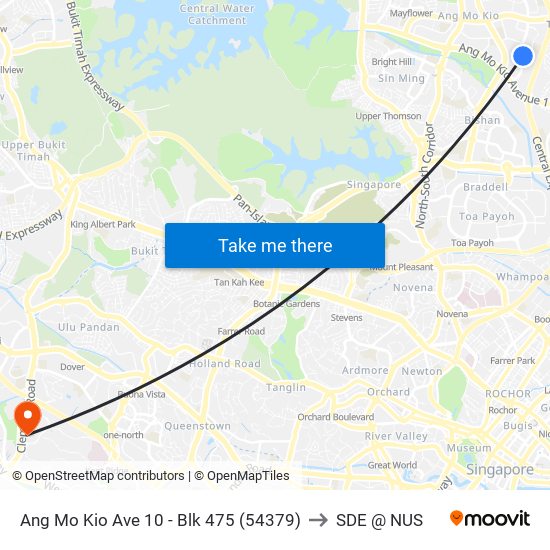 Ang Mo Kio Ave 10 - Blk 475 (54379) to SDE @ NUS map