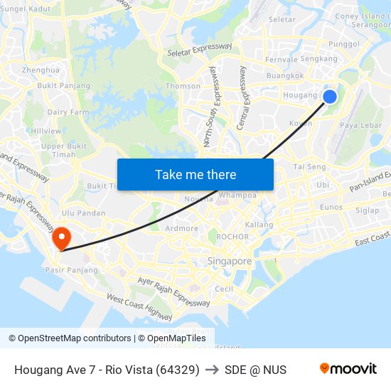 Hougang Ave 7 - Rio Vista (64329) to SDE @ NUS map