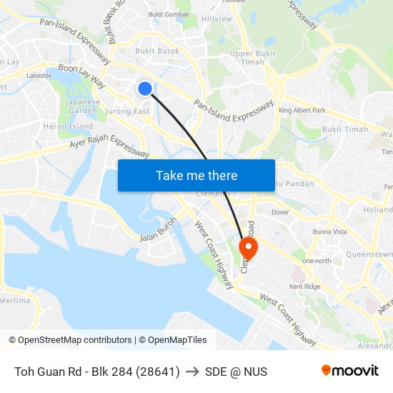 Toh Guan Rd - Blk 284 (28641) to SDE @ NUS map