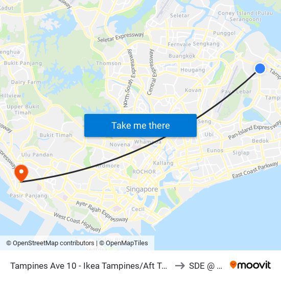 Tampines Ave 10 - Ikea Tampines/Aft Tpe (75359) to SDE @ NUS map