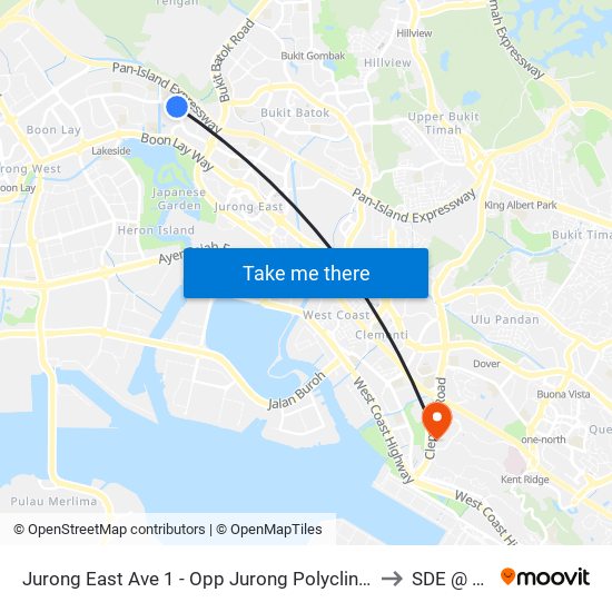 Jurong East Ave 1 - Opp Jurong Polyclinic (28491) to SDE @ NUS map