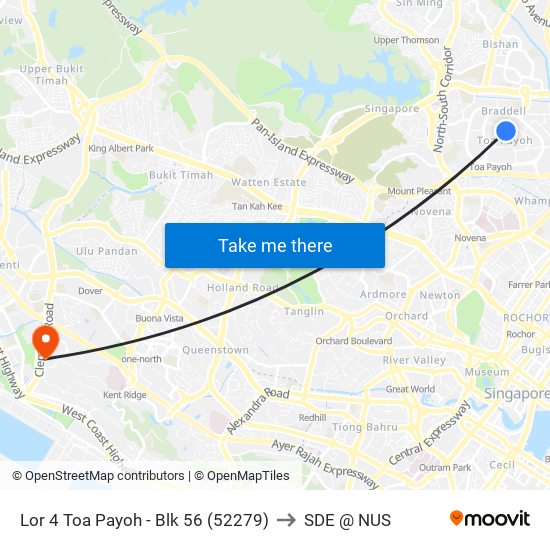 Lor 4 Toa Payoh - Blk 56 (52279) to SDE @ NUS map