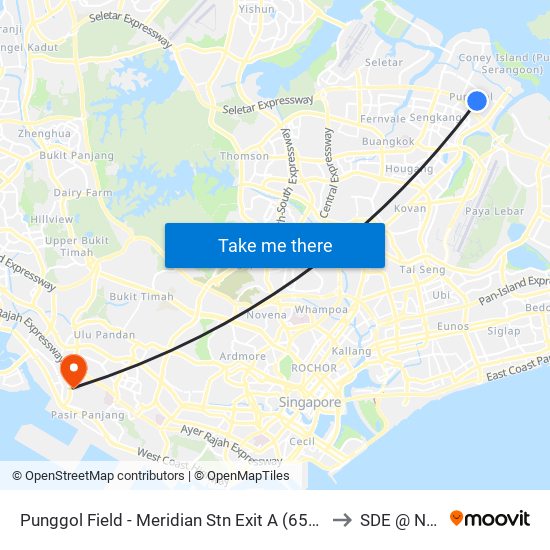 Punggol Field - Meridian Stn Exit A (65169) to SDE @ NUS map