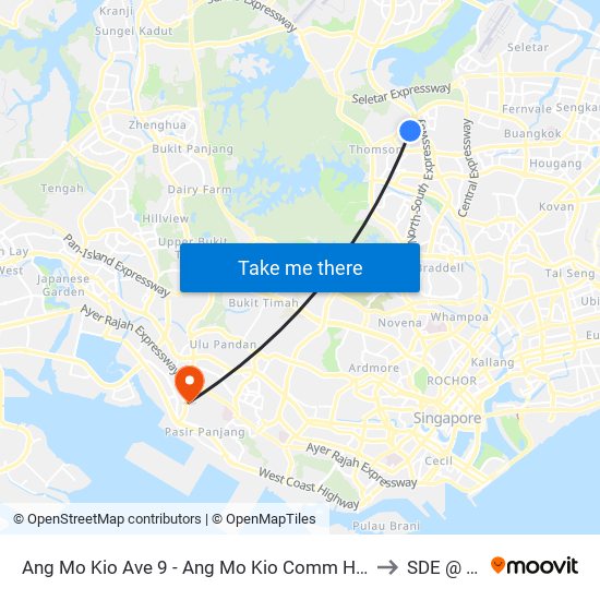 Ang Mo Kio Ave 9 - Ang Mo Kio Comm Hosp (55151) to SDE @ NUS map