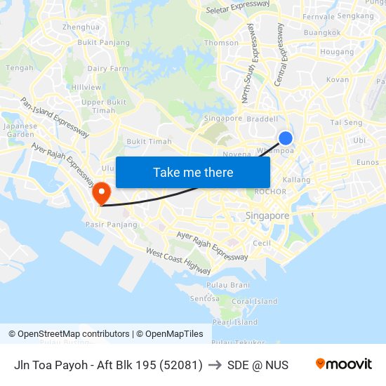 Jln Toa Payoh - Aft Blk 195 (52081) to SDE @ NUS map
