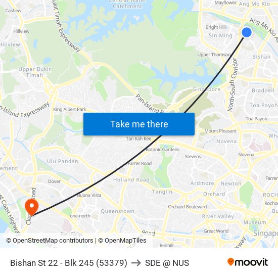 Bishan St 22 - Blk 245 (53379) to SDE @ NUS map