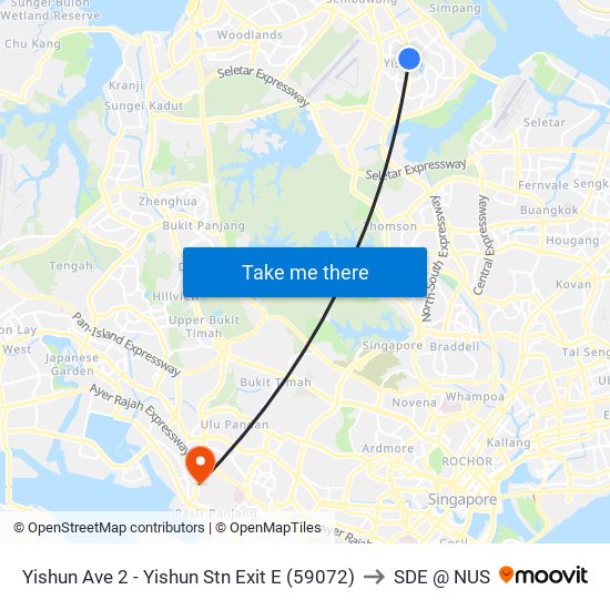 Yishun Ave 2 - Yishun Stn Exit E (59072) to SDE @ NUS map