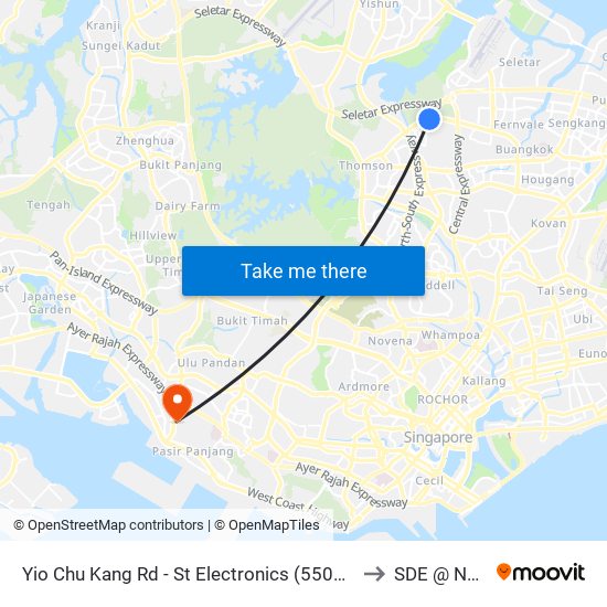 Yio Chu Kang Rd - St Electronics (55059) to SDE @ NUS map
