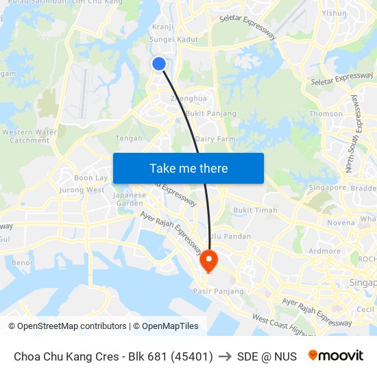 Choa Chu Kang Cres - Blk 681 (45401) to SDE @ NUS map