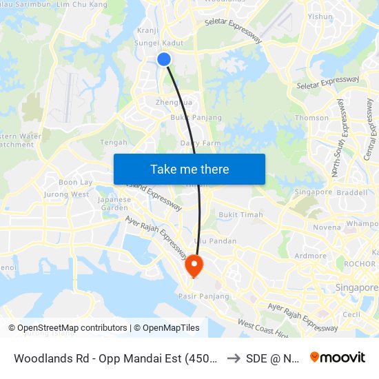 Woodlands Rd - Opp Mandai Est (45061) to SDE @ NUS map