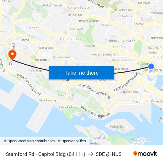 Stamford Rd - Capitol Bldg (04111) to SDE @ NUS map