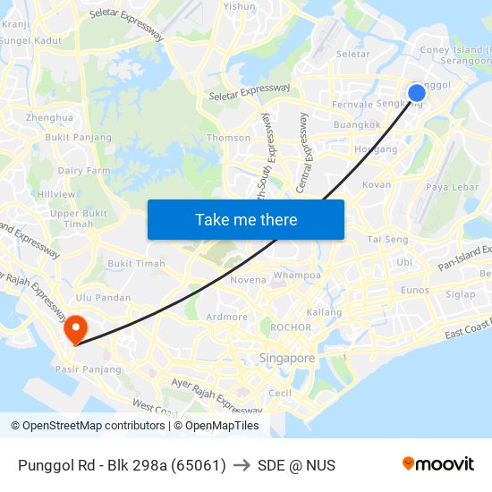 Punggol Rd - Blk 298a (65061) to SDE @ NUS map