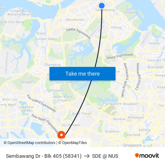 Sembawang Dr - Blk 405 (58341) to SDE @ NUS map