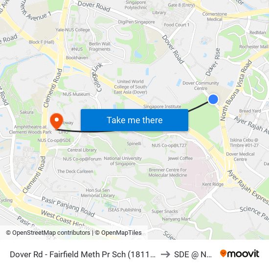 Dover Rd - Fairfield Meth Pr Sch (18111) to SDE @ NUS map