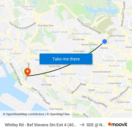 Whitley Rd - Bef Stevens Stn Exit 4 (40239) to SDE @ NUS map