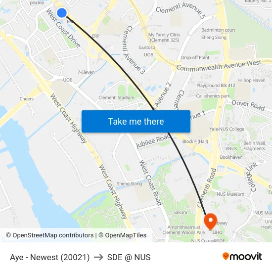 Aye - Newest (20021) to SDE @ NUS map