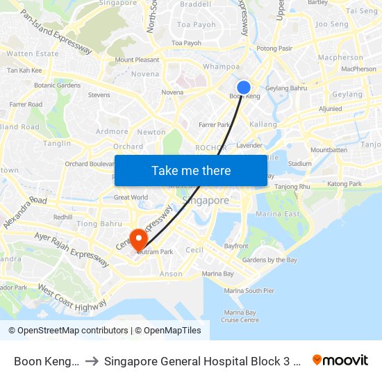 Boon Keng (NE9) to Singapore General Hospital Block 3 Specialist Clinics map