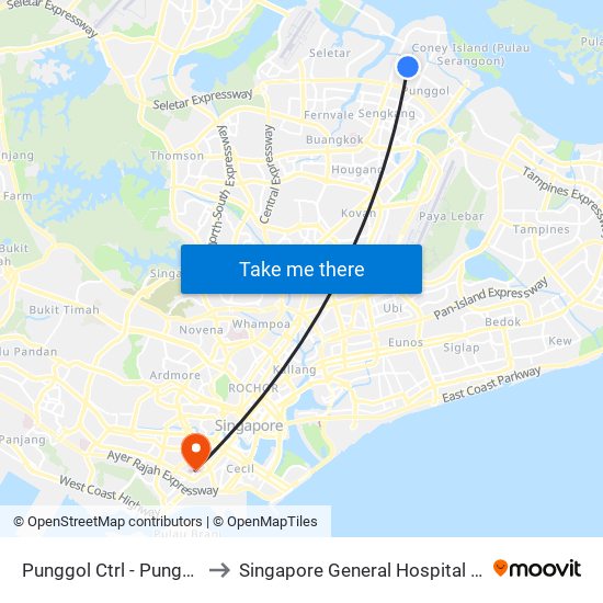 Punggol Ctrl - Punggol Stn/Int (65259) to Singapore General Hospital Block 3 Specialist Clinics map