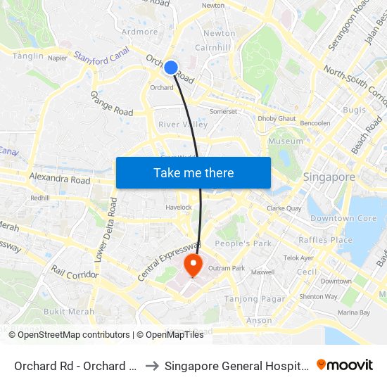 Orchard Rd - Orchard Stn/Tang Plaza (09047) to Singapore General Hospital Block 3 Specialist Clinics map