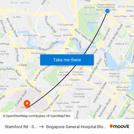 Stamford Rd - Smu (04121) to Singapore General Hospital Block 3 Specialist Clinics map