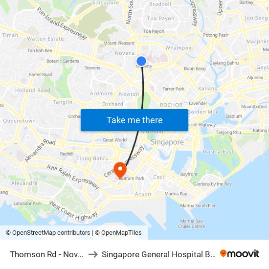 Thomson Rd - Novena Stn (50038) to Singapore General Hospital Block 3 Specialist Clinics map