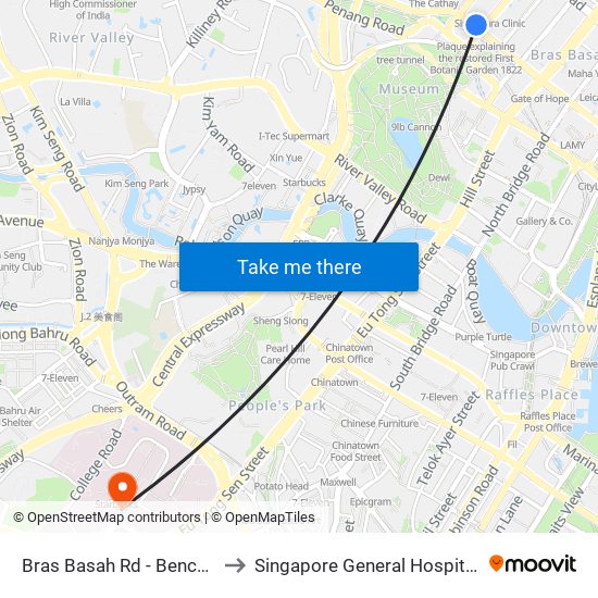 Bras Basah Rd - Bencoolen Stn Exit B (08069) to Singapore General Hospital Block 3 Specialist Clinics map