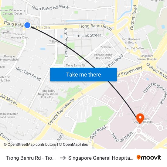 Tiong Bahru Rd - Tiong Bahru Stn (10169) to Singapore General Hospital Block 3 Specialist Clinics map