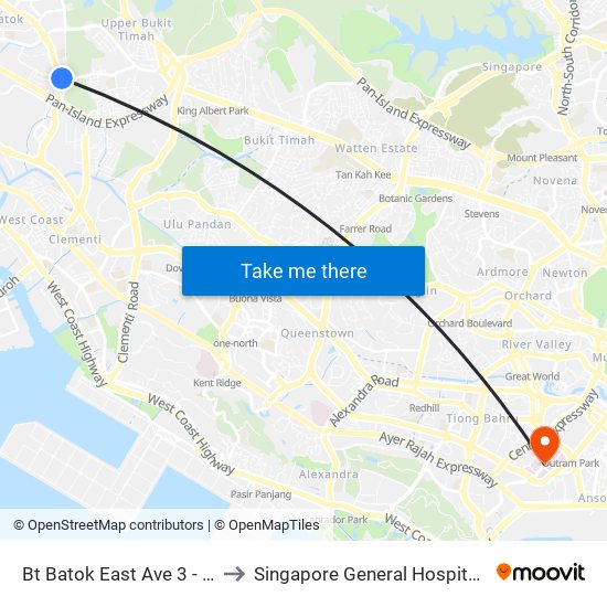 Bt Batok East Ave 3 - Burgundy Hill (42319) to Singapore General Hospital Block 3 Specialist Clinics map