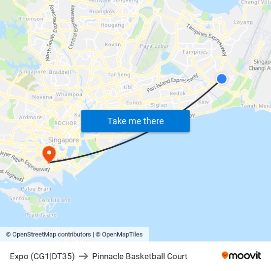 Expo (CG1|DT35) to Pinnacle Basketball Court map