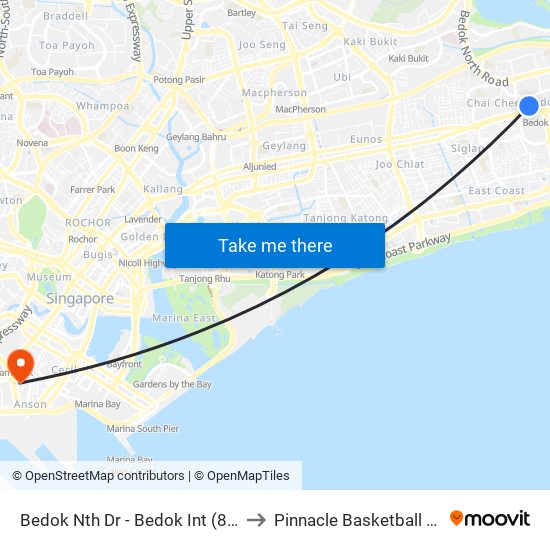 Bedok Nth Dr - Bedok Int (84009) to Pinnacle Basketball Court map