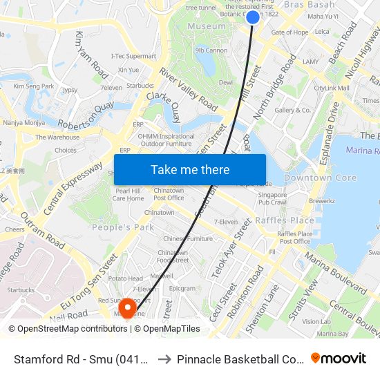 Stamford Rd - Smu (04121) to Pinnacle Basketball Court map