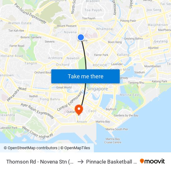 Thomson Rd - Novena Stn (50038) to Pinnacle Basketball Court map