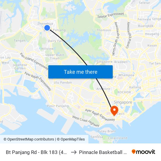 Bt Panjang Rd - Blk 183 (44259) to Pinnacle Basketball Court map