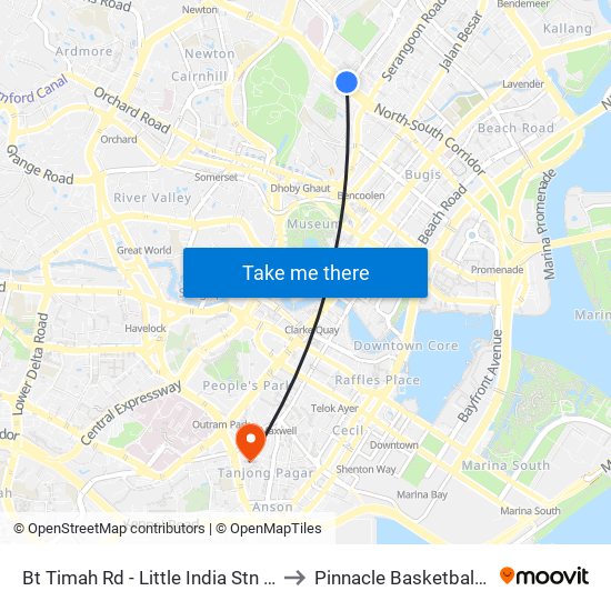 Bt Timah Rd - Little India Stn (40019) to Pinnacle Basketball Court map