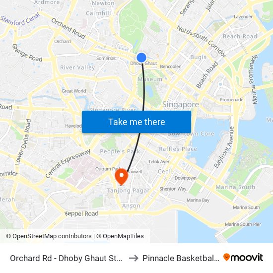 Orchard Rd - Dhoby Ghaut Stn (08057) to Pinnacle Basketball Court map