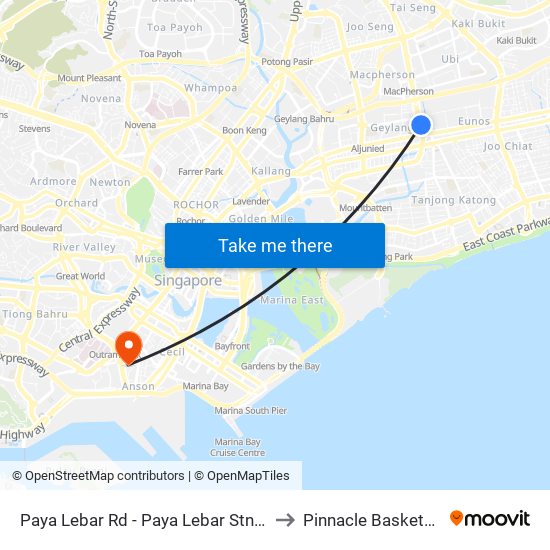 Paya Lebar Rd - Paya Lebar Stn Exit B (81111) to Pinnacle Basketball Court map