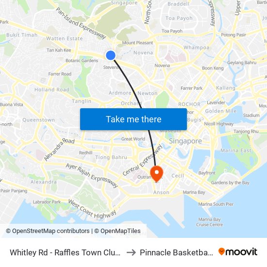 Whitley Rd - Raffles Town Club (40231) to Pinnacle Basketball Court map