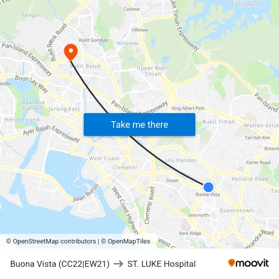 Buona Vista (CC22|EW21) to ST. LUKE Hospital map
