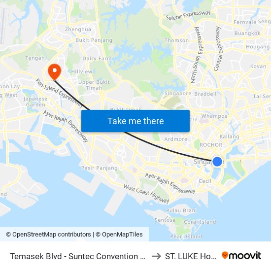 Temasek Blvd - Suntec Convention Ctr (02151) to ST. LUKE Hospital map