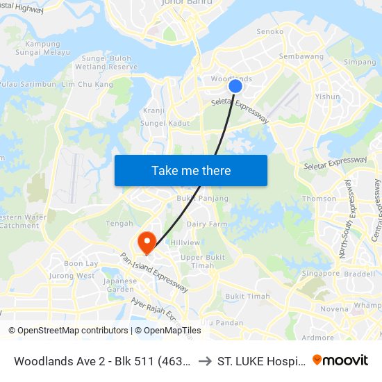 Woodlands Ave 2 - Blk 511 (46331) to ST. LUKE Hospital map