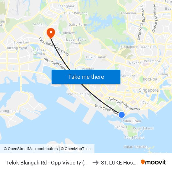 Telok Blangah Rd - Opp Vivocity (14119) to ST. LUKE Hospital map