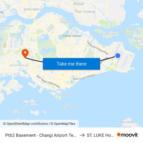 Ptb2 Basement - Changi Airport Ter 2 (95129) to ST. LUKE Hospital map
