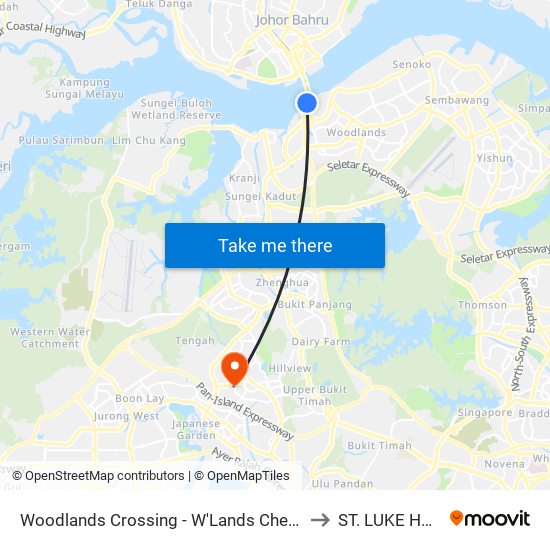 Woodlands Crossing - W'Lands Checkpt (46109) to ST. LUKE Hospital map