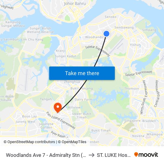 Woodlands Ave 7 - Admiralty Stn (46779) to ST. LUKE Hospital map