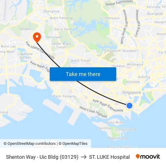Shenton Way - Uic Bldg (03129) to ST. LUKE Hospital map