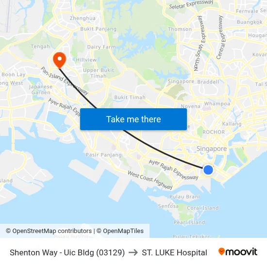 Shenton Way - Uic Bldg (03129) to ST. LUKE Hospital map
